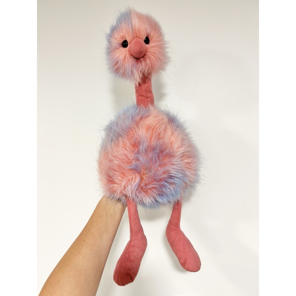 Jellycat London 21" Large Plush Pompom Ostrich Cotton Candy Pink Purple